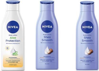 NIVEA 1 Aloe Protection 75ml & 2 Smooth Milk 75ml Cocoa Nourish Lotion