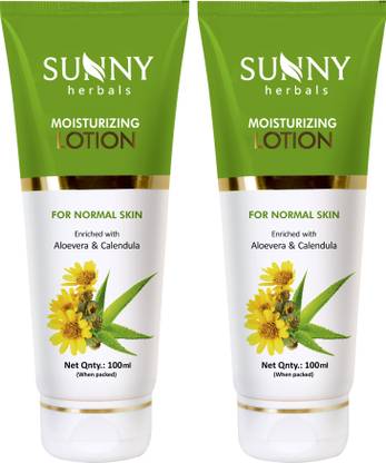 Sunny Herbals Moisturizing Lotion with Aloe Vera and Calendula (100ml) - Pack 2