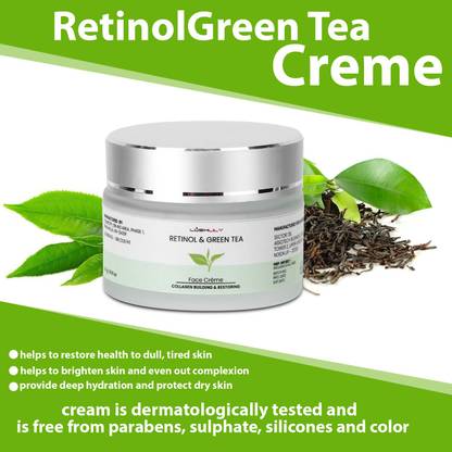 lushlily Retinol and Green Tea Face Cream Oil Free Non-Greasy Matte Finish Brightens Skin