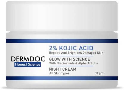DermDoc 2% Kojic Acid Night Cream with Niacinamide & Alpha Arbutin for Skin Brightening