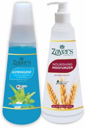 Zavers Astringent Lotion (500 ML) + Skin Moisturizer (500 ML)