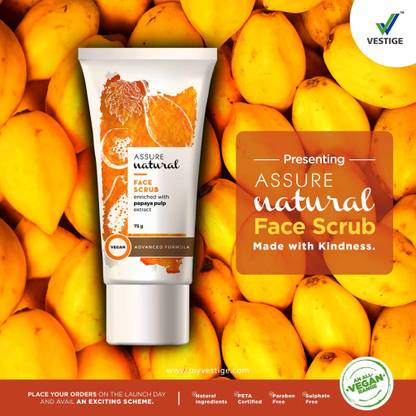 Vestige Natural Face Scrub Enriched With Papaya Pulp Extract Scrub