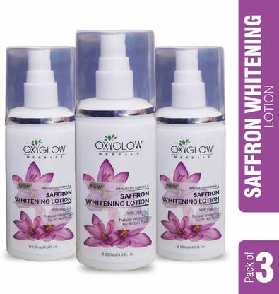 OXYGLOW HERBALS Saffron & Whitening Lotion wtih Vitamin E,Flawless Fair Skin,Natural,Pack of 2