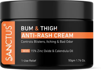 SANCTUS Bum & Thigh Anti-Rash Cream- 15%Zinc Oxide -Controls Blisters, Itching, Bad Odor