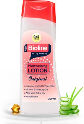 BIOLINE Moisturising Body Lotion With UV Protection Vitamin E, Aloe Vera & Beauty Oils