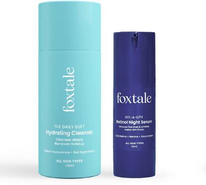 Foxtale Big Pores No More | Retinol Night Serum, 30ml Cleanser Hydrating FaceWash, 100ml