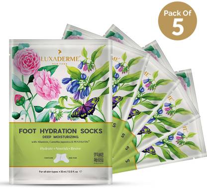 LuxaDerme Foot Hydration Socks| Deep Moisturizing for dry, dull, & rough feet |Pack of 5