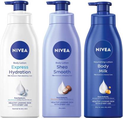 NIVEA BODY LOTION 400 ML - EXPRESS HYDRATION , SHEA SMOOTH & BODY MILK