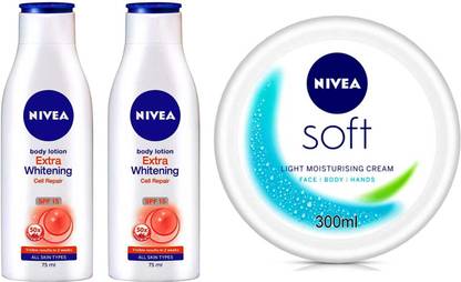 NIVEA 2pc Cell Repair 75ml and Soft 300ml Set of 3