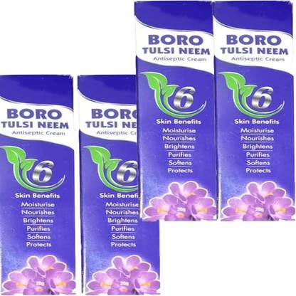 NG MART BORO TULSI ANTI SEPTIC CREAM FOR BURNS , MOISTURE PACK OF - 20g x 4