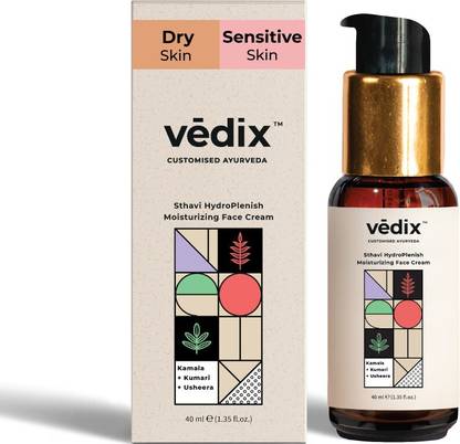 Vedix Ayurvedic Sthavi HydroPlenish Moisturizing Face Cream For Dry/Sensitive Skin With Lotus, Aloe Vera and Usheera - Face Moisturiser -40 ml