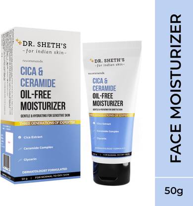 Dr. Sheth's Cica & Ceramide Oil-Free Moisturizer - Gentle Hydrating Cream for Sensitive Skin