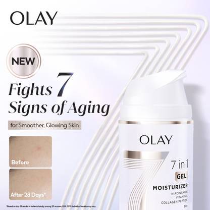 OLAY 7in1 Ultra Light Gel, Fight 7 Signs of Aging with Niacinamide, Vit C, Collagen