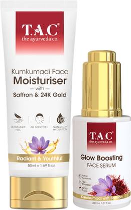 TAC - The Ayurveda Co. Kumkumadi Face Moisturiser with Glow Boosting Serum Combo Pack