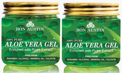 Bon Austin 100% Pure Aloe Vera Gel Combo Pack of 2 Jars of 170 gms (340 ml)