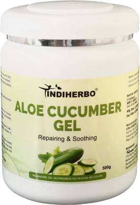 IndiHerbo Aloe Vera Cucumber Gel 400gm – Hydrating & Nourishing Gel for All Skin Types