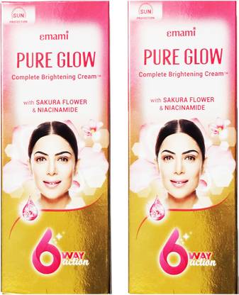 EMAMI Pure Glow Complete Brightening Cream 6 way Action Pack of 2 50g