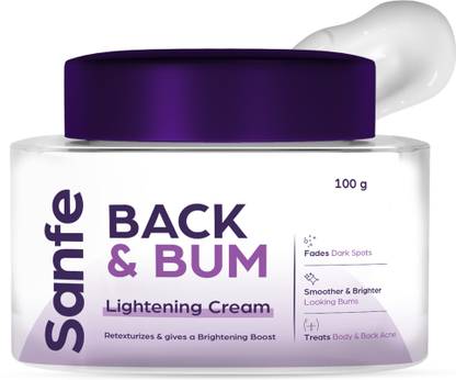 Sanfe Back & Bum Cream for Dark Spots and Body Acne, Glycolic Acid, Lactic Acid