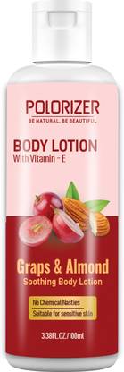 POLORIZER All Day GRAPS&ALMOMD BodyLotion for Women & Men, 100% Natural,48h Moisturisation
