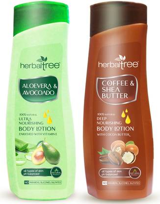 Herbal Tree Aloe Vera, Avocado & Coffee Body Lotion Combo for Dry Skin & Deep Nourishing