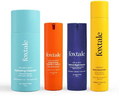 Foxtale Age Defender| Retinol Serum, Cleanser FaceWash, Vitamin C Serum, Dewy Sunscreen
