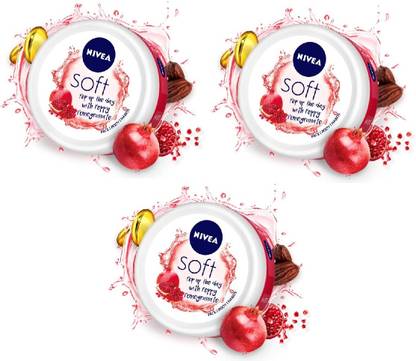 Nivea Men Women Soft Moisturizing Cream with Pomegranate Extract Smooth Skin (PACK OF 3)