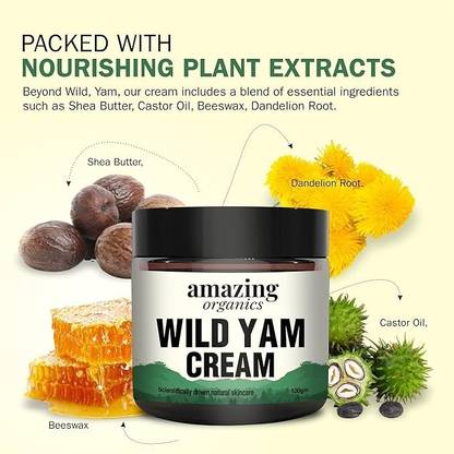 AmazingOrganics Wild Yam Cream Organic Balancing Cream Pure and Natural Ingredients