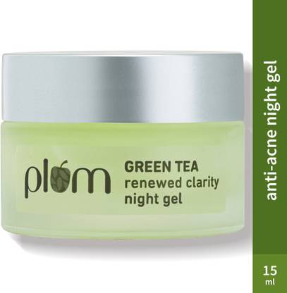 प्लम Green Tea Night Gel Cream | Anti-aging Oil-free Moisturizer with Glycolic Acid
