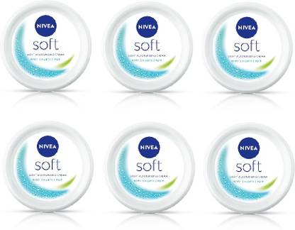 Nivea Men Women Soft Moisturizing Cream for Face, Body & Hands with Vitamin E (PACK OF 6)