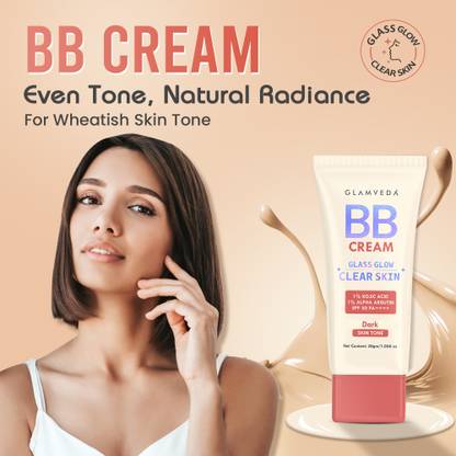 GLAMVEDA BB Cream| Instant Spot Coverage with SPF 50+++ | For Wheatish & Dark Skin Tone