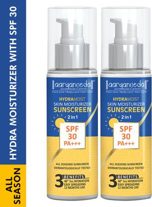Aaryanveda Hydra Skin Moisturizer All Seasons Sunscreen Lotion SPF 30 PA+++ (2 IN 1) Combo