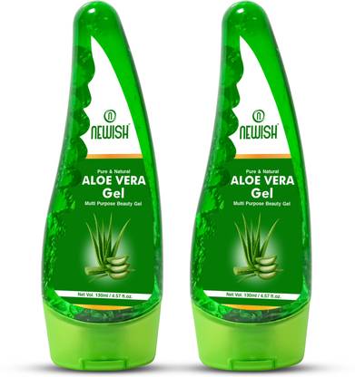 NEWISH Aloe Vera Multipurpose Gel from Aloe Plants - Glowing Skin & Hair growth , Moisturizer,Aftershave Lotion (130 ML + 130 ML) (Pack of 2) (260)
