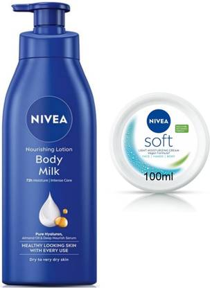 NIVEA Bodymilk 400ml & Soft Cream 100ml set of 2