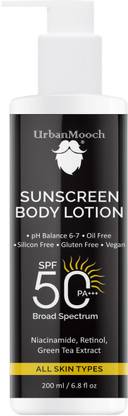 UrbanMooch SPF 50 PA+++Sunscreen Body Lotion | Niacinamide & Retinol | UVA & UVB Protection