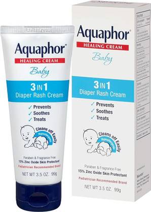 Aquaphor Baby Diaper Rash Cream, 3-in-1 Diaper Rash Relief, 3.5 Oz