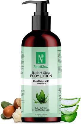 NutriGlow Radiant Glow Body Lotion, Aloe Vera & Shea Butter, Paraben-Free