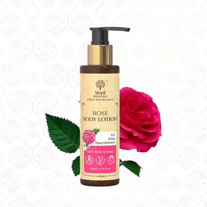 Khadi Essentials Rose Body Lotion for Dry & Dull Skin with Milk for Nourishes & Moisturizes Skin