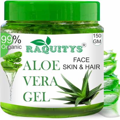 RAQUITYS 99% Pure Aloe Vera Gel - Ultimate for Skin and Hair - No Parabens, Silicones.
