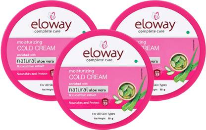 Eloway Moisturising Cold Cream with Aloe Vera & Cucumber | SPF 15 | For All Skin Types