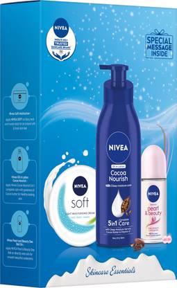 NIVEA Combo with Moisturizer Body Lotion, Soft Face Cream with SPF, Deo Roll for Women