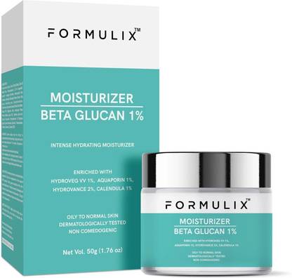 FORMULIX 1% Beta Glucan Face Moisturizer For Intense Hydration | Non Sticky 50 gm