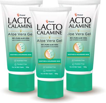 Lacto Calamine Aloe Vera Gel 99% Pure Natural,Vitamin E&Glycerin Non-Sticky Hydration Pack of 2