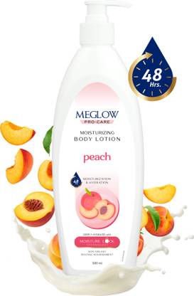 meglow Peach Body Lotion with 48 Hour Hydration & Intense Moisture for Dry, Rough Skin