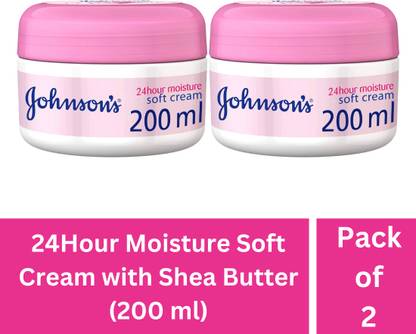 JOHNSON'S 24HR Moisture Cream 200 ml(Soft Cream)(Pack of 2)