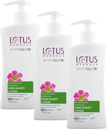 LOTUS HERBALS WhiteGlow Skin Whitening & Brightening Hand & Body Lotion SPF-25 I PA+++