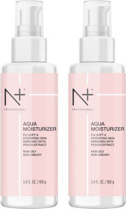 N PLUS Professional AQUA Moisturizer Non-Oily for soft & Hydrating Skin Enriched with Peach Extract, 100gm( Pack of 2)