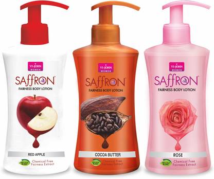 VI-JOHN Body Lotion Combo of 3 | 250 ml Each | For Men and Women | All Skin Types | Red Apple | Cocoa Butter | Rose