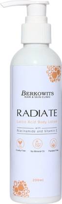 Berkowits Radiate Lactic Acid Body Lotion with Niacinamide and Vitamin E For Men & Women