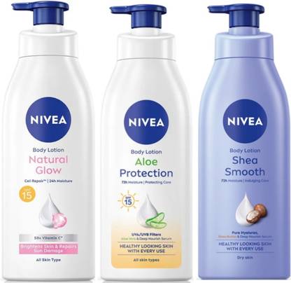 NIVEA BODY LOTION 400 ML - NATURAL GLOW , ALOE PROTECTION & SHEA SMOOTH