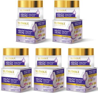 Yuthika Youth & Glow Night Cream For Women SPF30 PA+++ Reduce Dark Spot,Wrinkle (Pack 5)